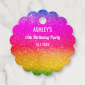 Regenboog groene roze gele oormerken bedankjes labels (Voorkant)