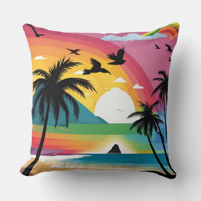 Regenboog groot kussen (Voorkant)