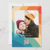 Regenboog Groovy Kleurrijke Wavy Boho Bruiloft QR Kaart (Achterkant)