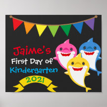 Regenboog Haai Eerste Dag op School Schoolbord Ber