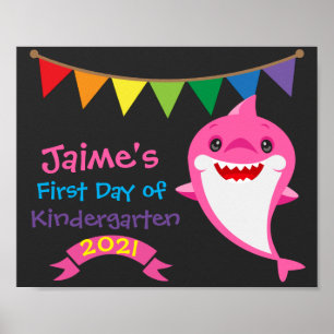Regenboog Haai Eerste Dag Van School Schoolbord Poster