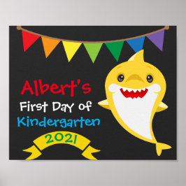 Regenboog Haai Eerste Dag Van School Schoolbord  Poster