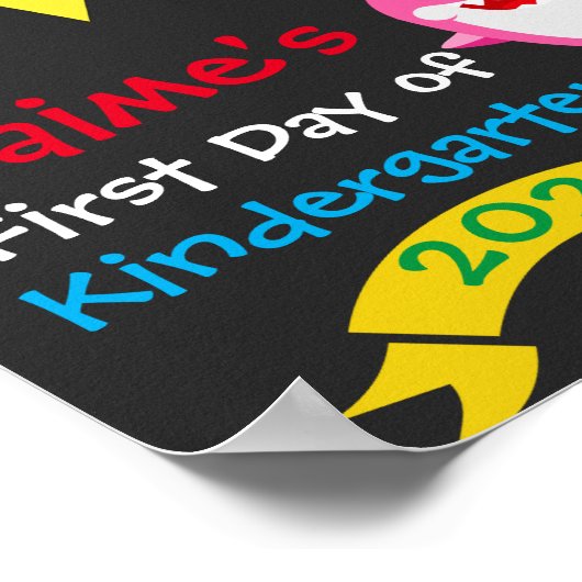 Regenboog Haai Eerste Schooldag Schoolbord Poster (Hoek)