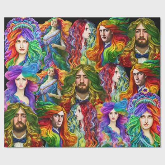 Regenboog haar Godin mannen vrouwen Fantasy kunst Cadeaupapier (Vlak)
