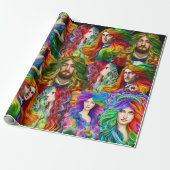 Regenboog haar Godin mannen vrouwen Fantasy kunst Cadeaupapier (Uitgerold)