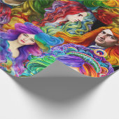 Regenboog haar Godin mannen vrouwen Fantasy kunst Cadeaupapier (Hoek)