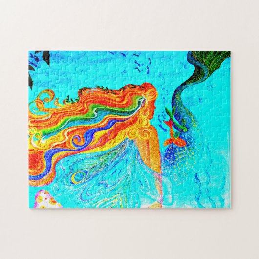 Regenboog haar zeemeermin puzzel (Horizontaal)