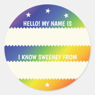 Regenboog Hallo Naambadge Hoe ik iemand ken Ronde Sticker