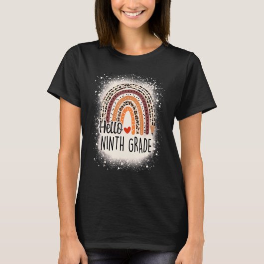 Regenboog Hallo negende leerkracht T-shirt (Voorkant)