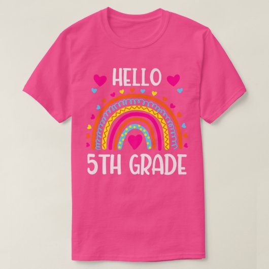Regenboog Hallo vijfde graad Shirt 5e graad terug  (Design voorkant)