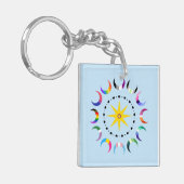 Regenboog Halve Maan Pride Manen Sleutelhanger (Voorkant Links)