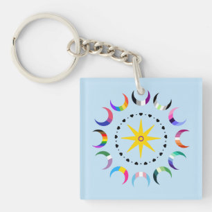 Regenboog Halve Maan Pride Manen Sleutelhanger