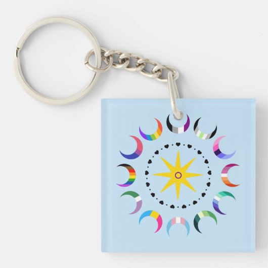 Regenboog Halve Maan Pride Manen Sleutelhanger (Voorkant)