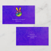 Regenboog Hand Vredesteken Zure Paarse achtergrond Visitekaartje (Voorkant / Achterkant)