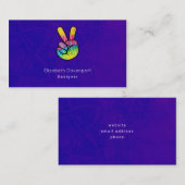 Regenboog Hand Vredesteken Zure Paarse achtergrond Visitekaartje (Voorkant / Achterkant)