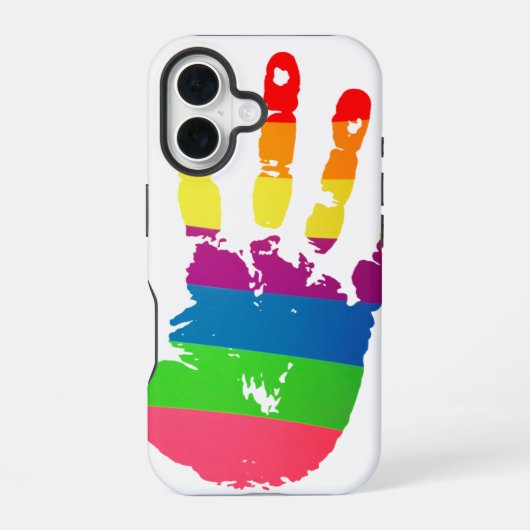 Regenboog Handafdruk iPhone 16 Hoesje (Achterkant)