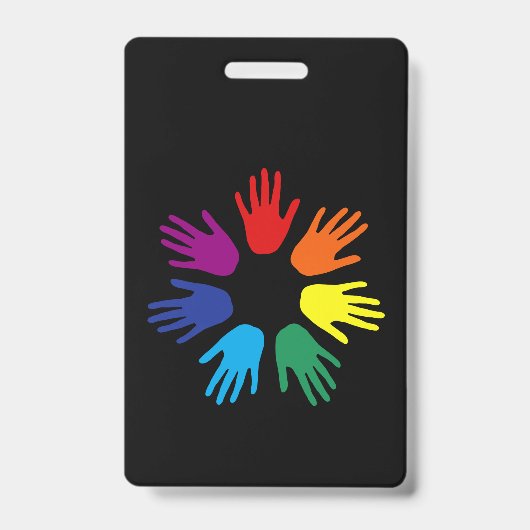Regenboog handen badge (Voorzijde)