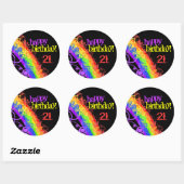 Regenboog happy 21st birthday sticker (Vel)