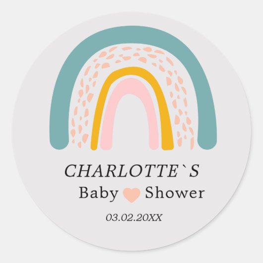 Regenboog-hart, Baby shower Ronde Sticker (Voorkant)