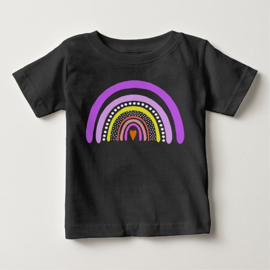 Regenboog Hart Boho Doodle T-Shirt (Voorkant)