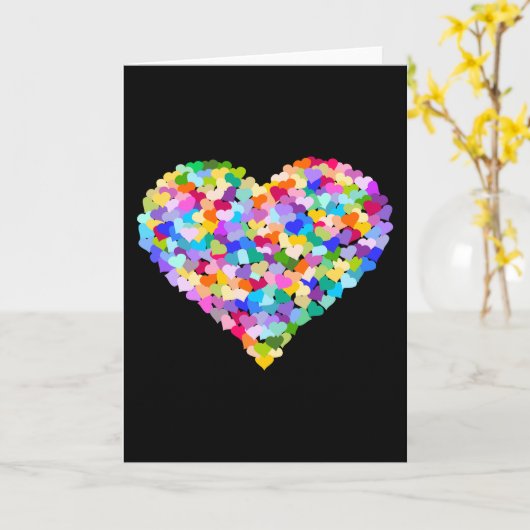 Regenboog Hart Confetti Kaart (Gele Bloem)