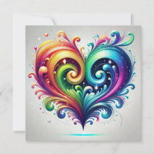 Regenboog Hart Draaiende Helder Kleuren Kaart
