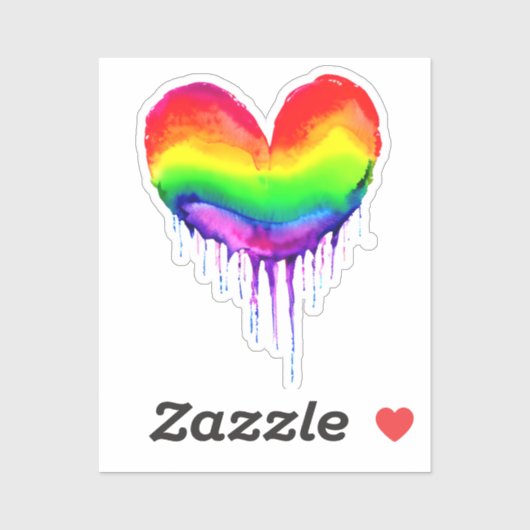 Regenboog hart druppelen verf sticker (Vel)