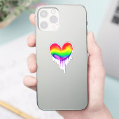Regenboog hart druppelen verf sticker (Telefoon)