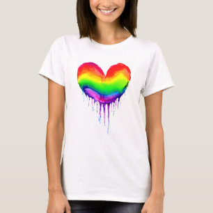 Regenboog hart druppelen verf t-shirt