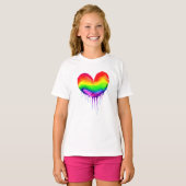 Regenboog hart druppelen verf t-shirt (Voorkant volledig)