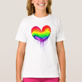 Regenboog hart druppelen verf t-shirt (Voorkant)