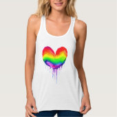 Regenboog hart druppelen verf tanktop (Voorkant)