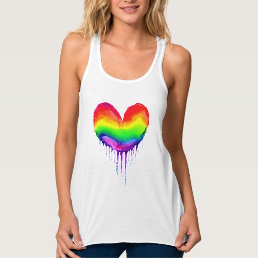 Regenboog hart druppelen verf tanktop (Voorkant)