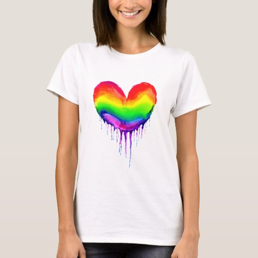 Regenboog Hart Druppelende Verf T-shirt (Voorkant)