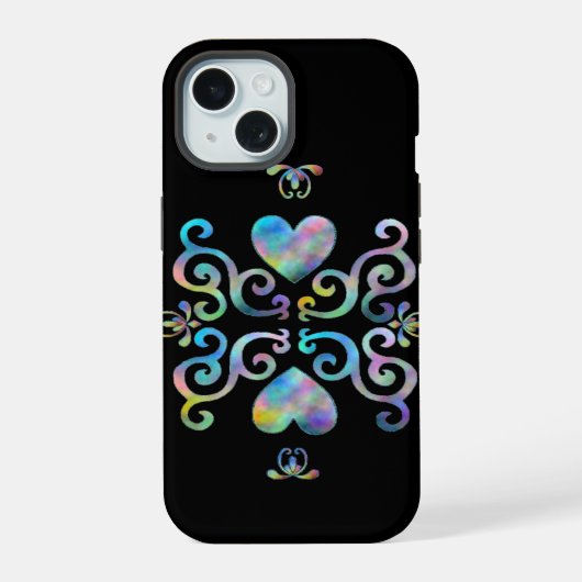 Regenboog Hart en Lelie iPhone 15 Case (Achterkant)