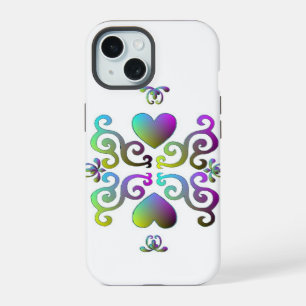 Regenboog Hart en Lelie iPhone 15 Hoesje