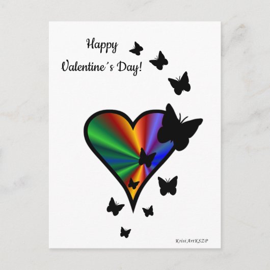 Regenboog Hart en Vlinder Briefkaart (Voorkant)