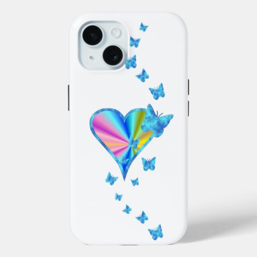Regenboog Hart en Vlinder Case-Mate iPhone Case (Achterkant)