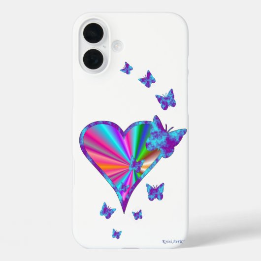 Regenboog Hart en Vlinder Case-Mate iPhone Case (Achterkant)