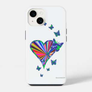 Regenboog Hart en Vlinder iPhone 14 Hoesje