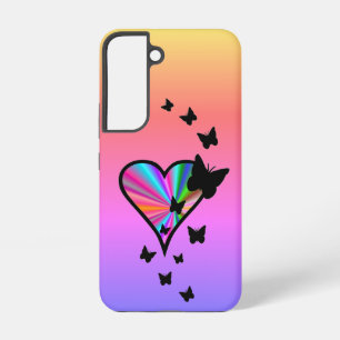 Regenboog Hart en Vlinder Samsung Galaxy Hoesje