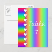 Regenboog Hart Gestreepte Trouwtafel Nummers Briefkaart (Voorkant / Achterkant)