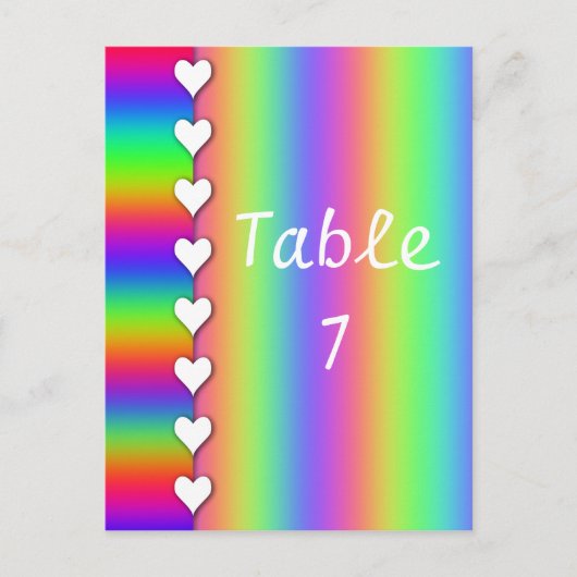 Regenboog Hart Gestreepte Trouwtafel Nummers Briefkaart (Voorkant)