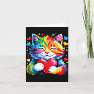 Regenboog Hart Kat, Schattige Valentijnsdag Voor K Kaart