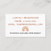 Regenboog hart kinderopvang nanny babysitter visitekaartje (Achterkant)