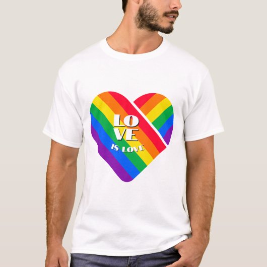 Regenboog Hart Knop voor Pride T-shirt (Voorkant)