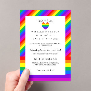 Regenboog Hart Liefde is Liefde Trouwen Acryl Uitnodigingen