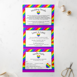 Regenboog Hart, Liefde is Liefde Trouwsuite Drieluik Uitnodiging