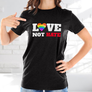 Regenboog Hart Liefde Niet Haat Krachtig Grafisch T-shirt