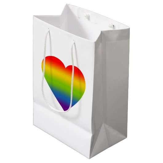 Regenboog Hart Medium Cadeauzakje (Voorkant Gekanteld)